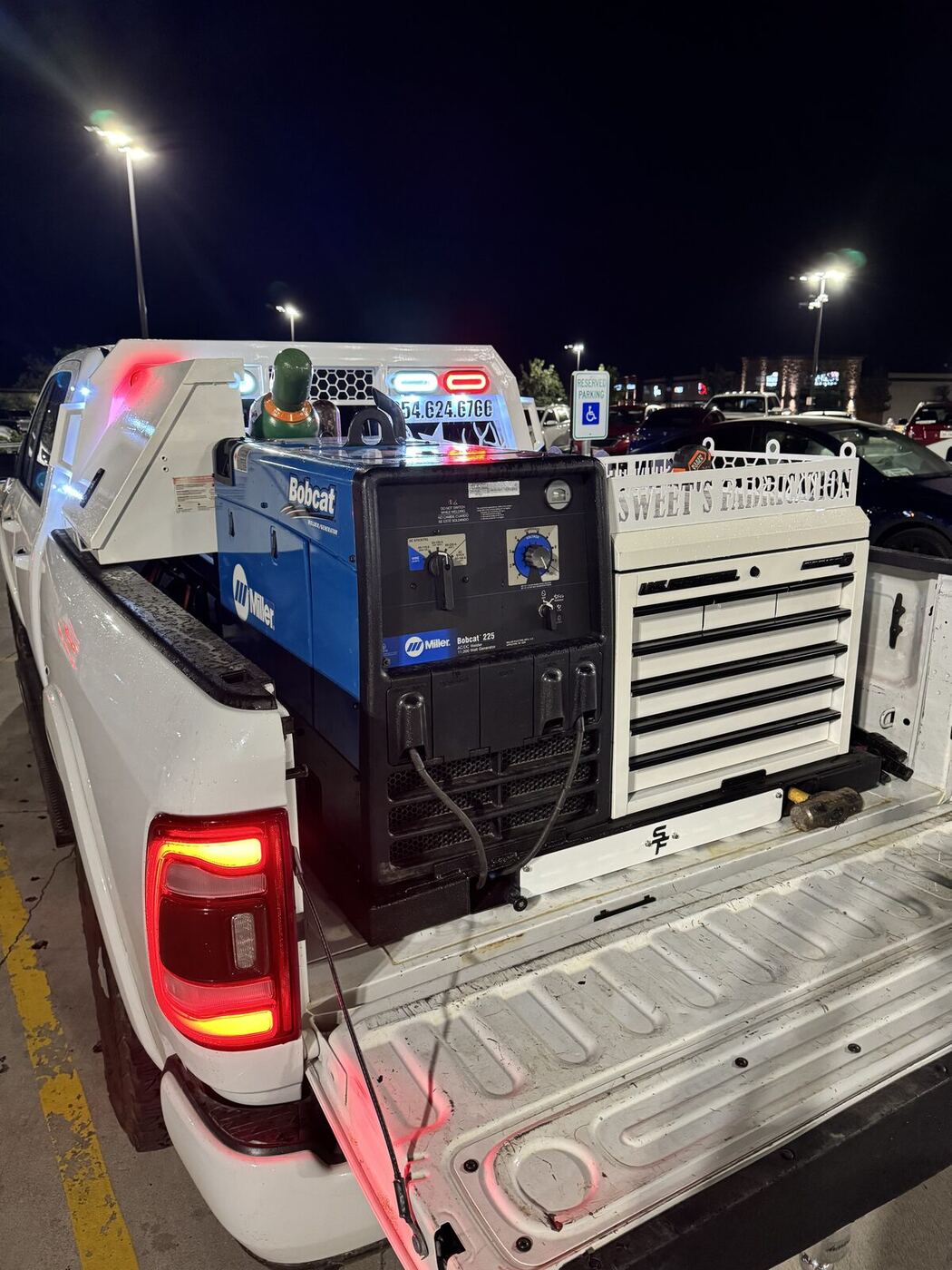 Mobile Welding Rig After Dark